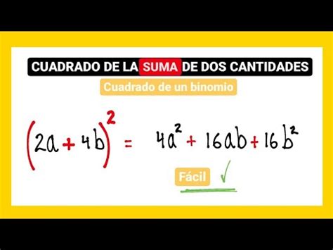 Cuadrado De La Suma De Dos Cantidades Youtube