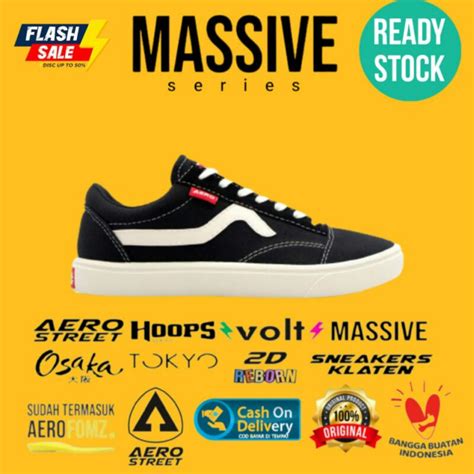 Jual Aerostreet Massive Low Hitam Sepatu Sneakers Casual Pria Wanita