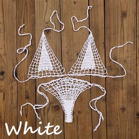 Hand Crochet Micro Swimwear Women Sexy Extreme Mini Bikini Set Sunbathing Cotton Ebay