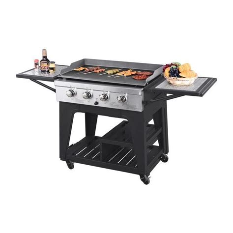 COOKINGBOX Plancha A Gaz Sur Chariot PIURA 4 Feux Acier Brut COOKINGBOX