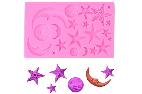 Molde Silicona Fondant O Porcelana MOLDE SILICONA 21 FIGURAS ESTRELLAS