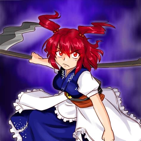 The Big Imageboard Tbib Onozuka Komachi Red Hair Scythe Short Hair