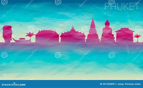 Phuket Silhouette Skyline Thailand Phuket Vector City Thai Linear