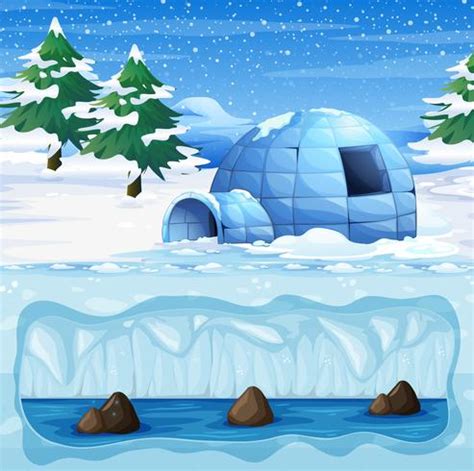 Igloo In The Cold North Pole Vector Art At Vecteezy