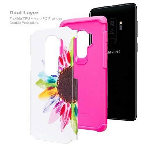 Samsung Galaxy S9 Plus Case Shockproof Screen Protector Hybrid Dual Layer Flower