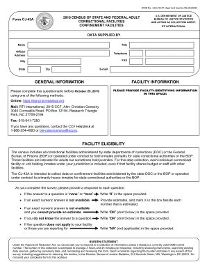 Fillable Online 2019 Census Of Federal And State Adult Correctional