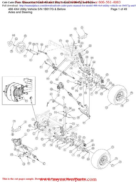 Cub Cadet Parts Manual For Model 466 4x4 Utility Vehicle SN 1b017g and ...