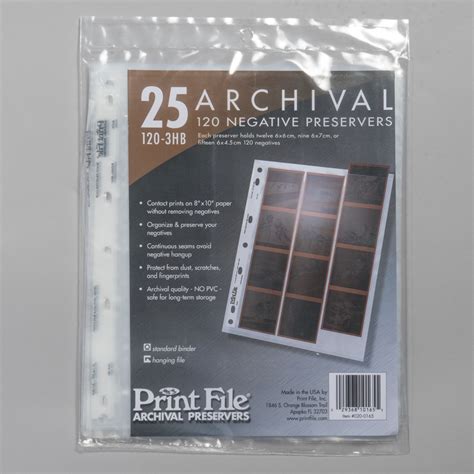 Print File Archival Negative Sleeves 120 3hb Beau Photo Supplies Inc