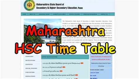 Maharashtra Hsc Time Table Pdf Th Exam Date Science Commerce