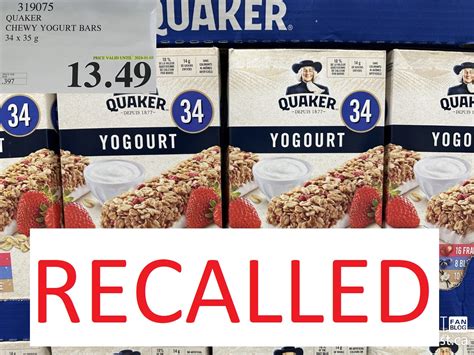 Recall Notice Quaker Granola Bars And Quaker Harvest Crunch For