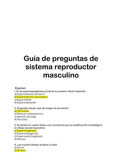 SOLUTION Guía de preguntas sistema reproductor masculino Studypool