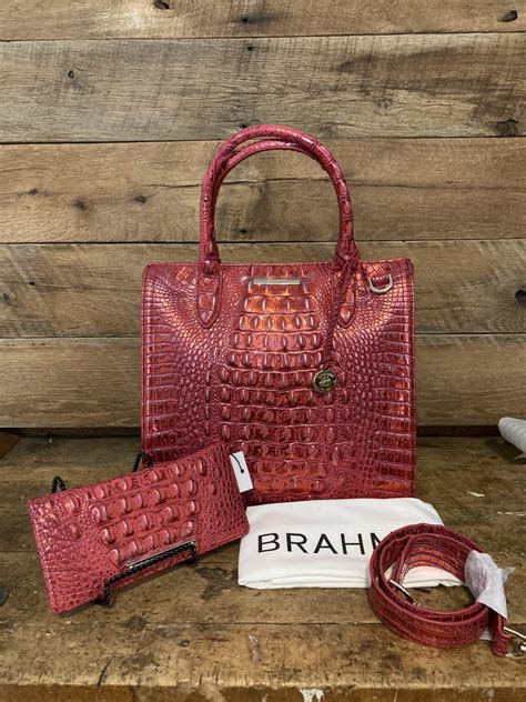 Brahmin Caroline Red Dragon Melbourne Leather Satchel And Matching Ady