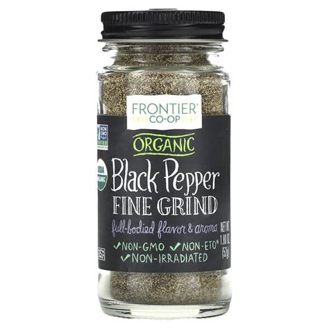 Frontier Co Op Organic Black Pepper Fine Grind 1 80 Oz 52 G