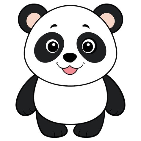 Um Urso Panda Preto E Branco Um Rosto Branco E Um Fundo Preto E