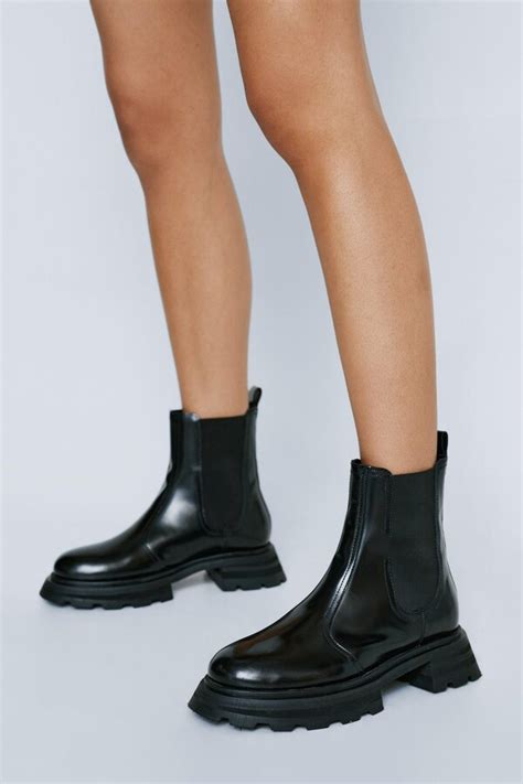 Nasty Gal Womens Real Leather Chunky Chelsea Boot Shopstyle