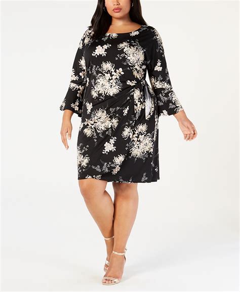 Robbie Bee Plus Size Floral Printed Faux Wrap Dress Macys