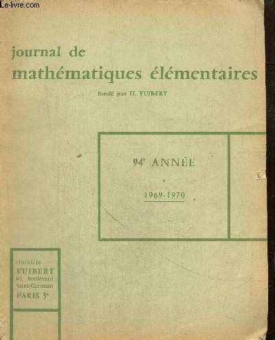 Journal De Math Matiques L Mentaires E Ann E N Du Er