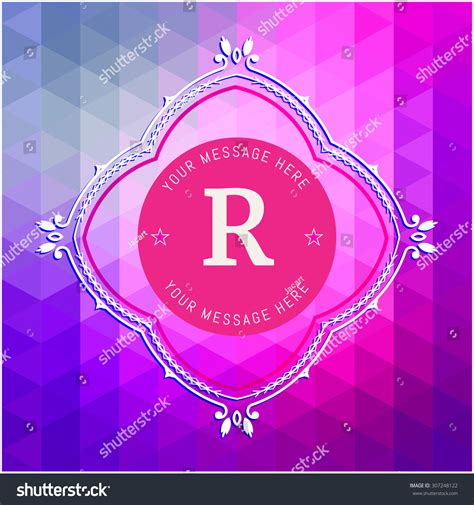 Letter R Colored Triangular Texture Flourishes Stock Vector Royalty