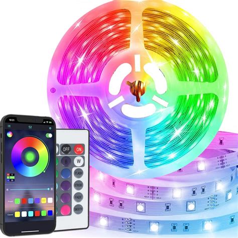 5050 Tira LED RGB 5mt Brillo Color Ritmo Ajustable Con APP O Control Remoto