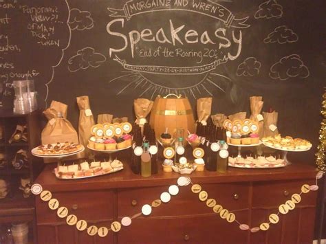 End Of The Roaring 20s Speakeasy Birthday Party Decor And Food Table