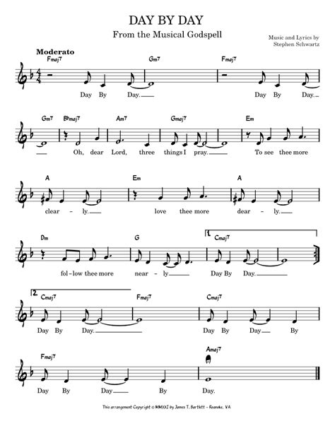 Day By Day Lead Sheet Sheet Music For Piano Solo