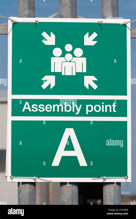 Assembly Point Sign Uk Stock Photo Alamy