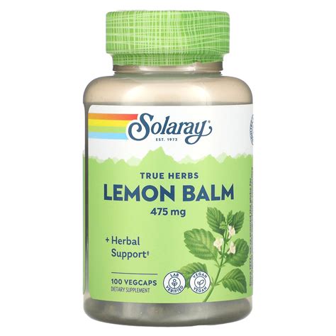 Solaray Erva Cidreira 475 mg 100 Cápsulas Vegetais