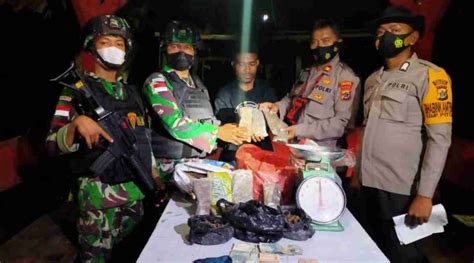 TNI Dan Dinas Bea Cukai Gagalkan Penyeludupan 800 Gram Ganja Kering Di