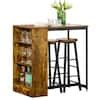 HOMCOM 3 Piece Rustic Brown Industrial Bar Table Set 835 489 The Home