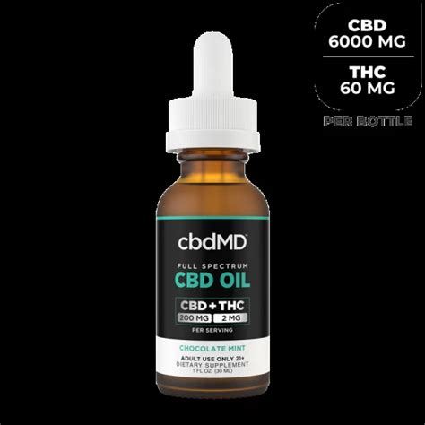 Cbdmd 6000mg Cbd Full Spectrum Oil Tincture Chocolate Mint Or Natural