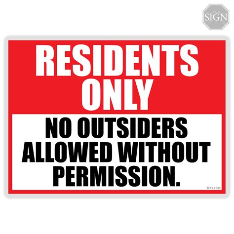 Resident Only No Outsiders Allowed Laminated Signage A4 Size