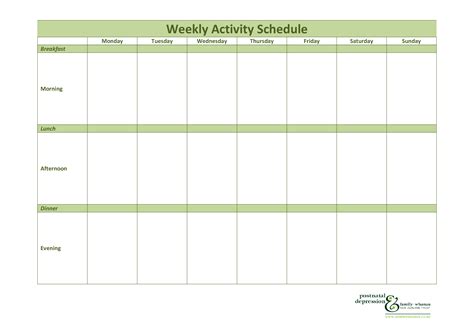 Activity Schedule Template