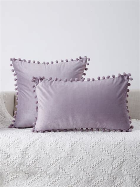 Pc Plain Pom Pom Cushion Cover Without Filler Shein Usa