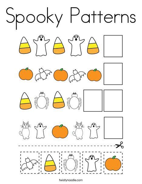 Spooky Patterns Coloring Page Twisty Noodle Halloween Preschool Halloween Lesson Halloween