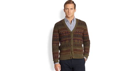 Lyst Polo Ralph Lauren Fair Isle Cardigan In Brown For Men