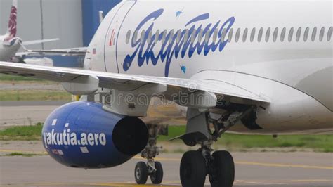 Sukhoi Superjet 100 Of Yakutia Airlines On The Taxiway Stock Video