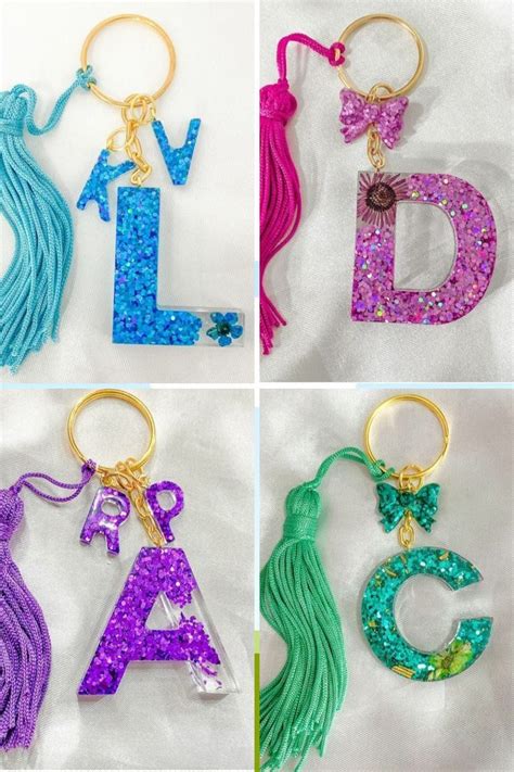 Chaveiros Letras Iniciais Em Resina Glitter Resin Crafts