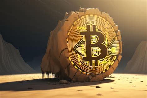 Premium Ai Image Bitcoin Treasure Unearthed Bitcoin Coin Embedded In