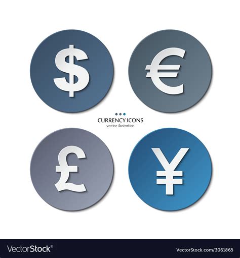 Set Of Currency Icons Dollar Euro Pound Yen Vector Image