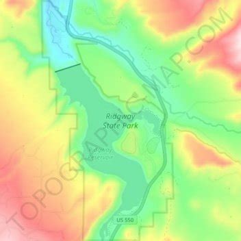 Ridgway State Park topographic map, elevation, terrain