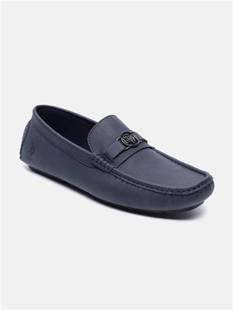 U S Polo Assn Men Navy Blue Textured Pu Loafers Price History