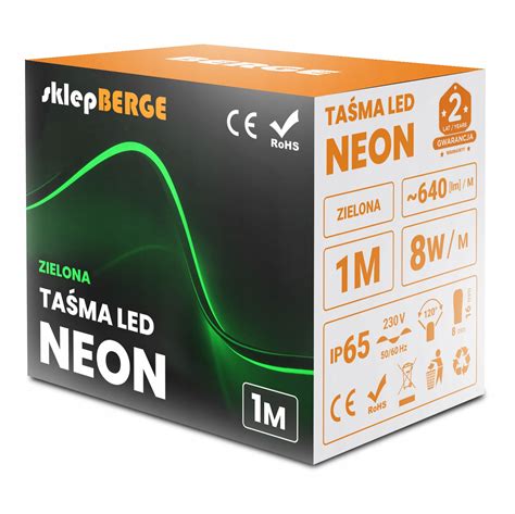 Taśma LED NEON 230V 8W zielony IP68 1m Neon Led zielony 30312 8W 230V