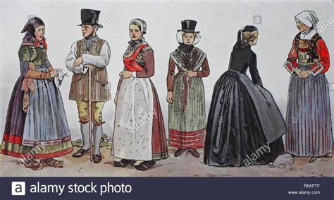 People in traditional costumes, fashion, clothes in Denmark, folk ...