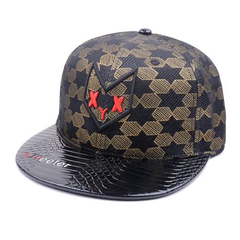 Puff Embroidery Flat Leather Brim Snapback Caps Supplier China