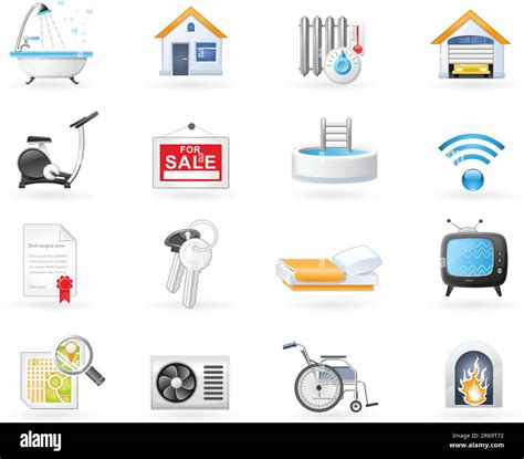 Real Estate And Accommodation Amenities Icon Set Stock Vector Image