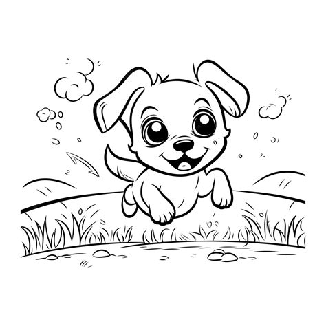 Premium Vector Cute Cartoon Dog In The Grass Vector Illustration For