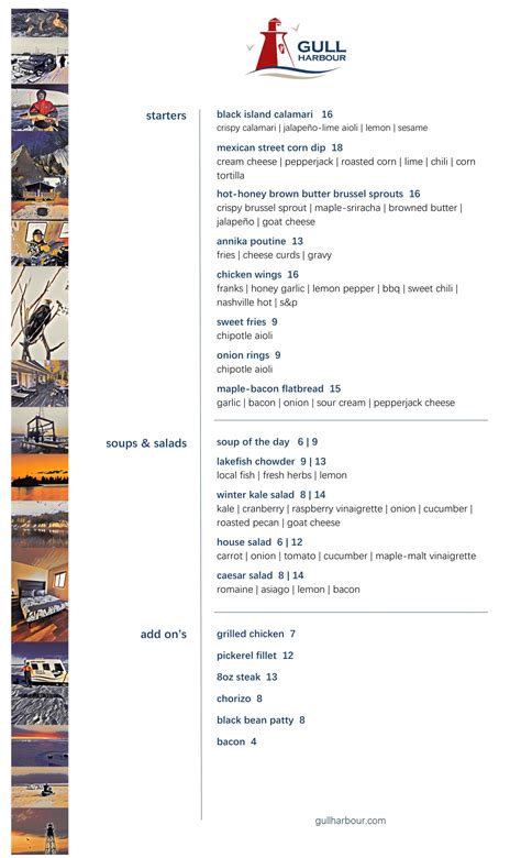 winter menu starters – Gull Harbour Marina and Lighthouse Inn