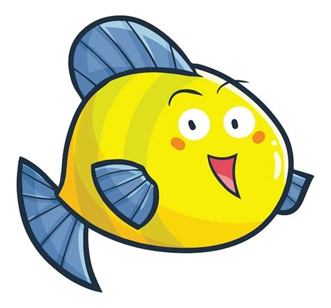 Premium Vector | Cute fat yellow blue fish cartoon illustration