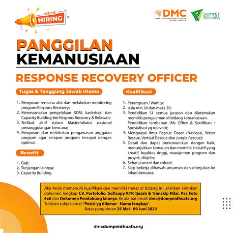 Response Recovery Officer Disaster Management Center Dompet Dhuafa