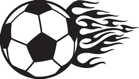 Flaming football or soccer ball black and white. Vector illustration ...